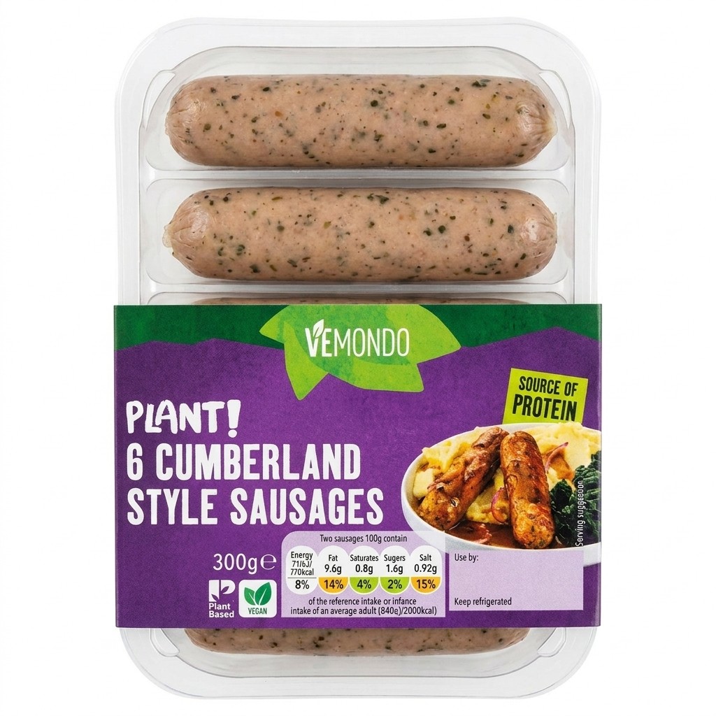 Vemondo Plant! Cumberland Style Sausages 300g