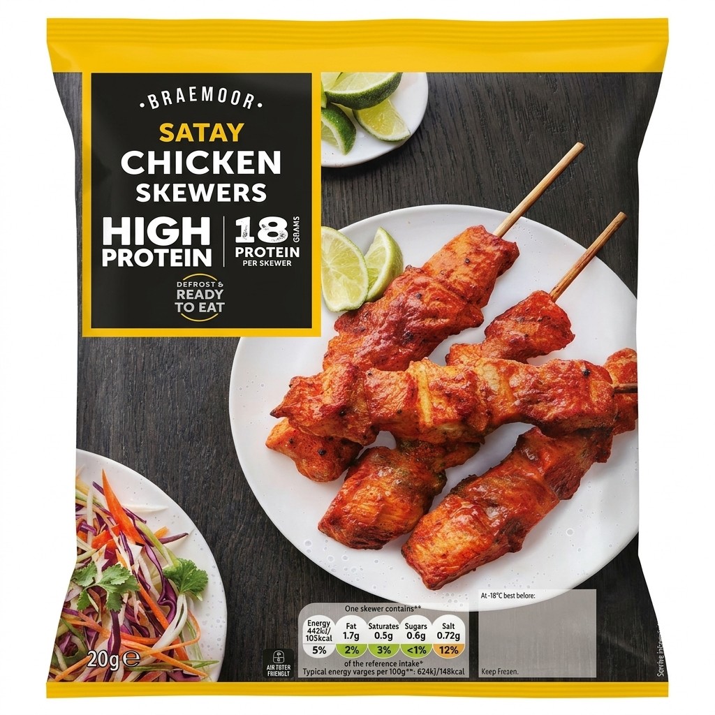 Braemoor Satay Chicken Skewers 340g