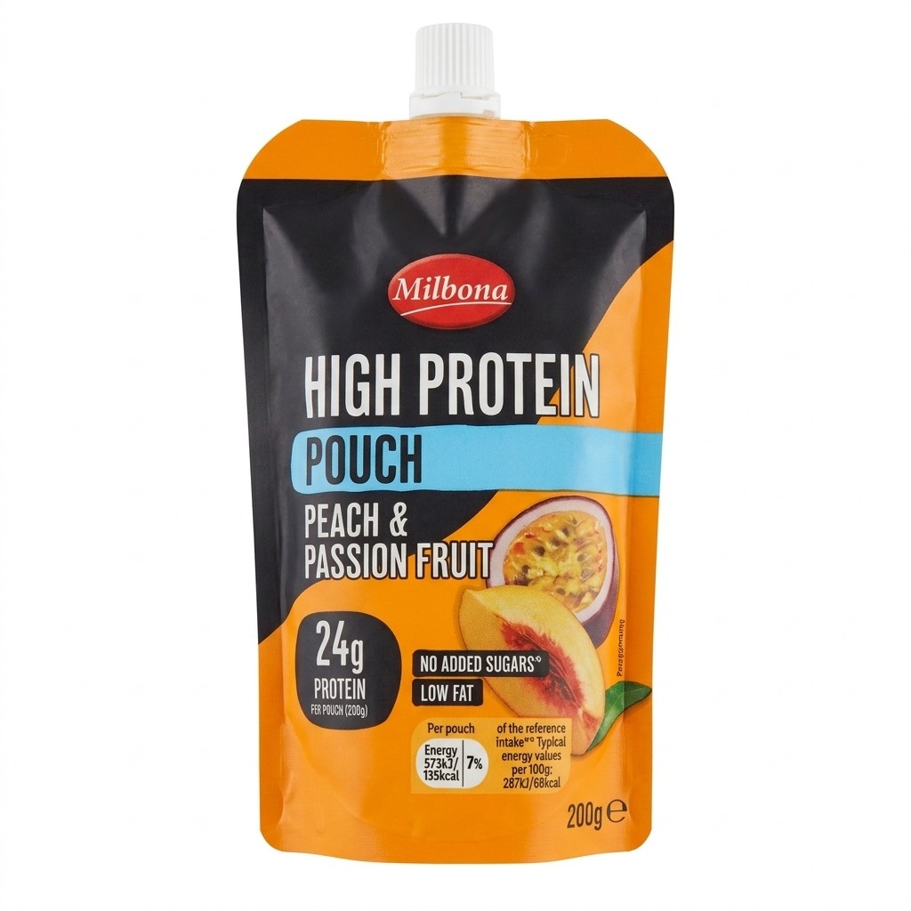 Milbona High Protein Pouch Peach & Passion Fruit 200g