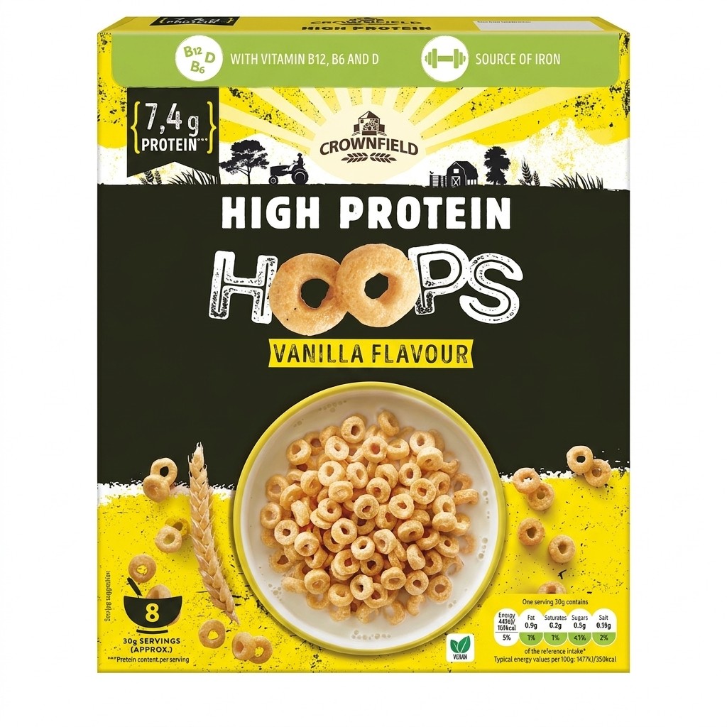 Crownfield High Protein Hoops Vanilla Flavour 240g