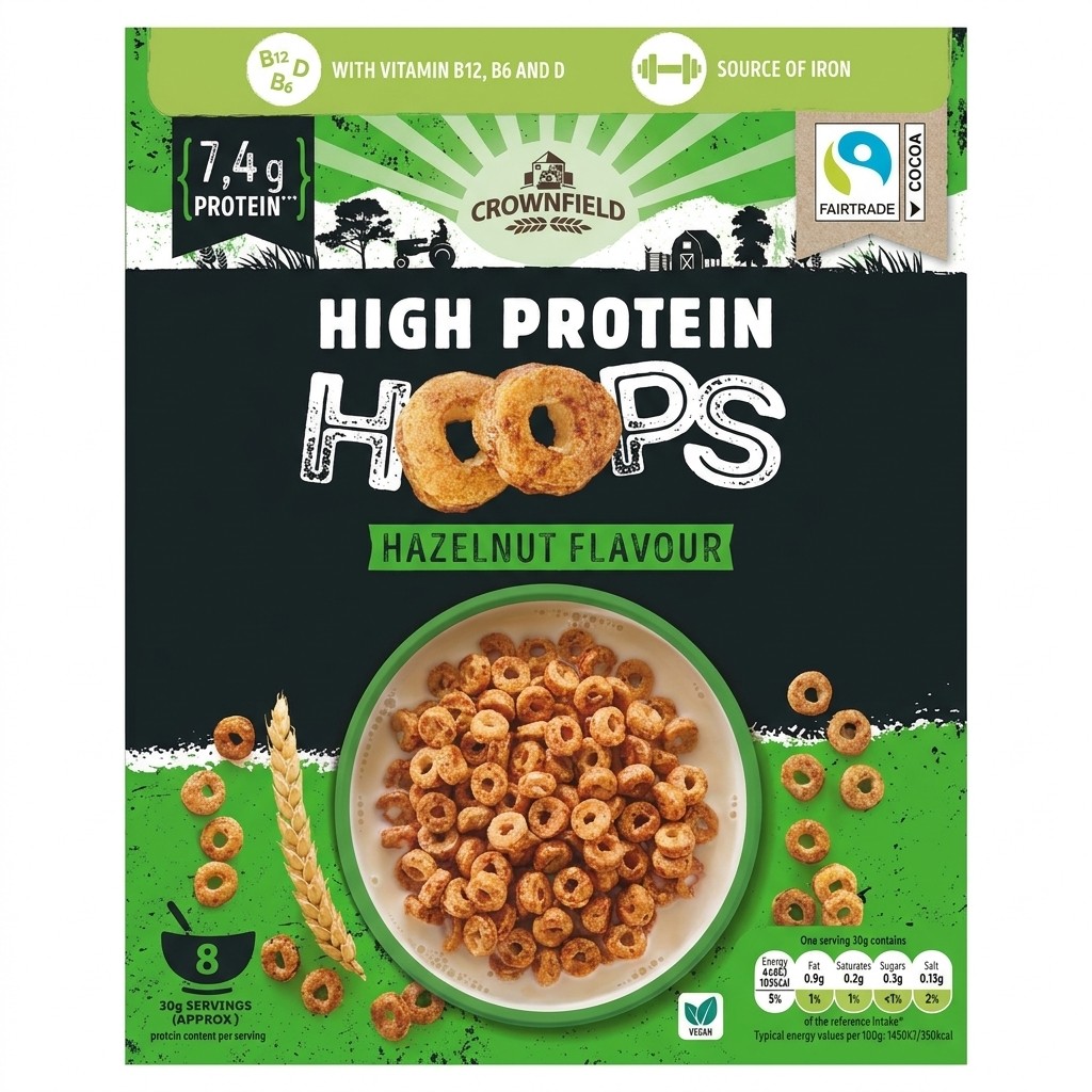 Crownfield High Protein Hoops Hazelnut Flavour 240g