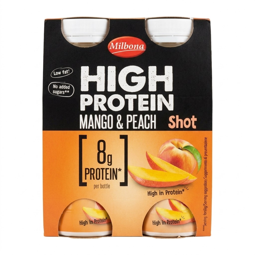 Milbona High Protein Mango & Peach Shot 4x94ml