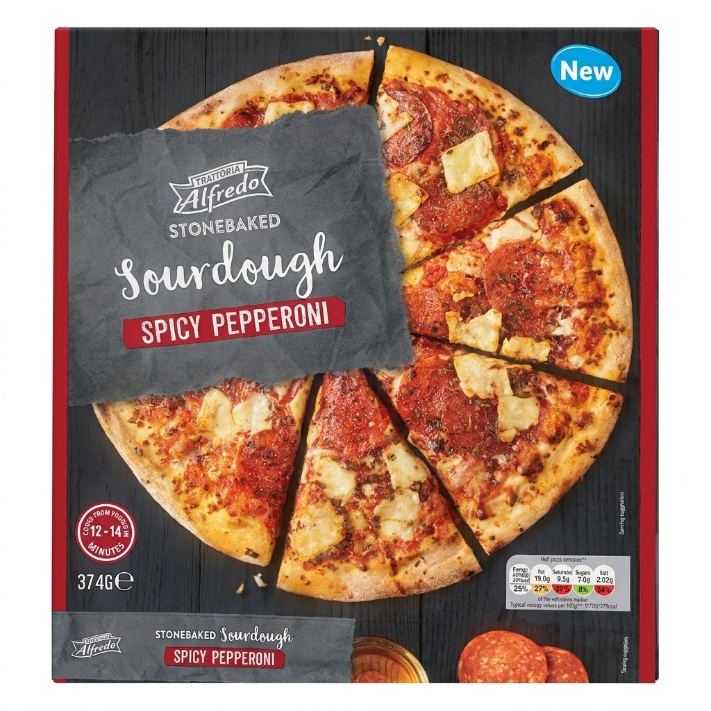 Trattoria Alfredo Stonebaked Sourdough Spicy Pepperoni Pizza 374g