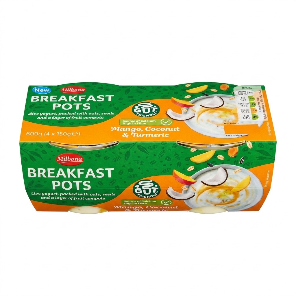 Milbona Breakfast Pots Mango, Coconut & Turmeric 600g