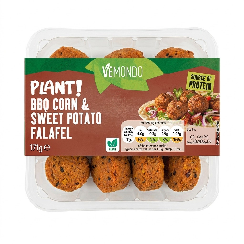 Vemondo Plant! BBQ Corn & Sweet Potato Falafel 171g