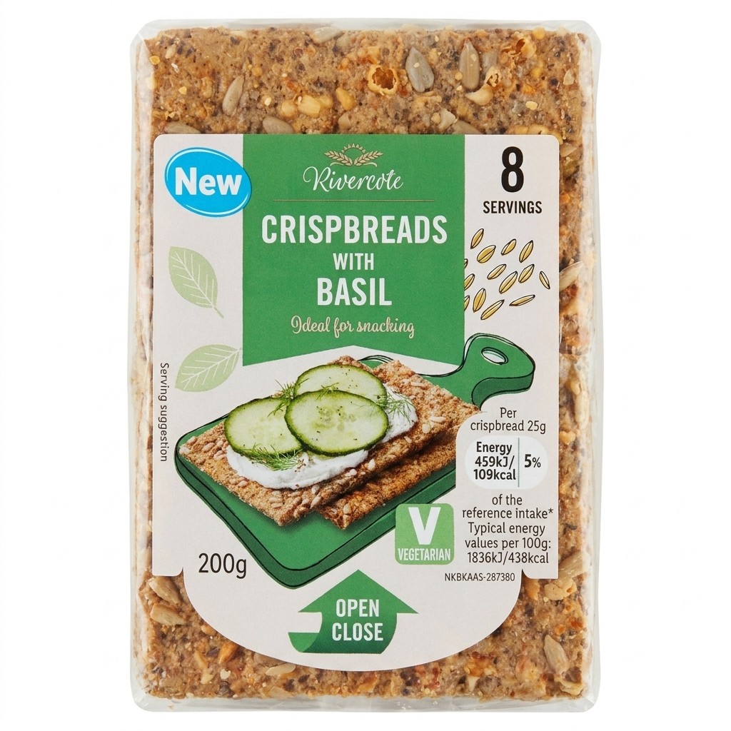 Rivercote Crispbreads with Basil 200g