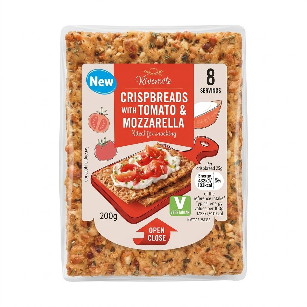 Rivercote Crispbreads with Tomato & Mozzarella 200g