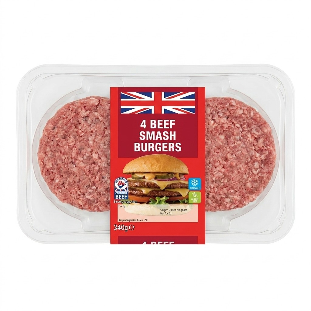 Lidl 4 Beef Smash Burgers 340g