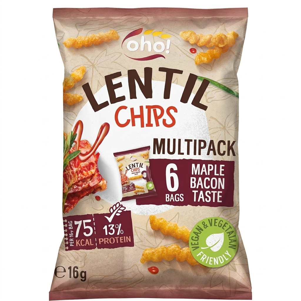 Oho! Lentil Chips Maple Bacon 6x16g