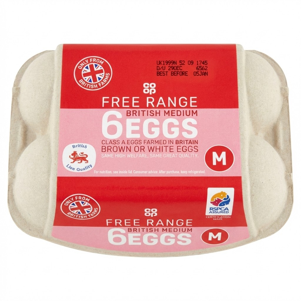 Co-op Free Range British Medium Eggs 6pcs