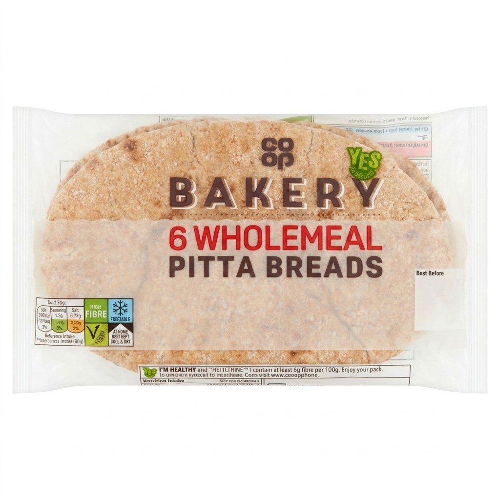 Co-op 6 Wholemeal Pitta Breads