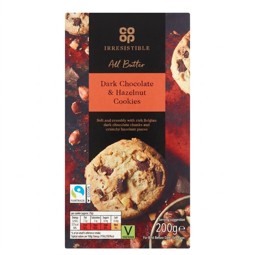 Co-op Irresistible Dark Chocolate & Hazelnut Cookies 200g