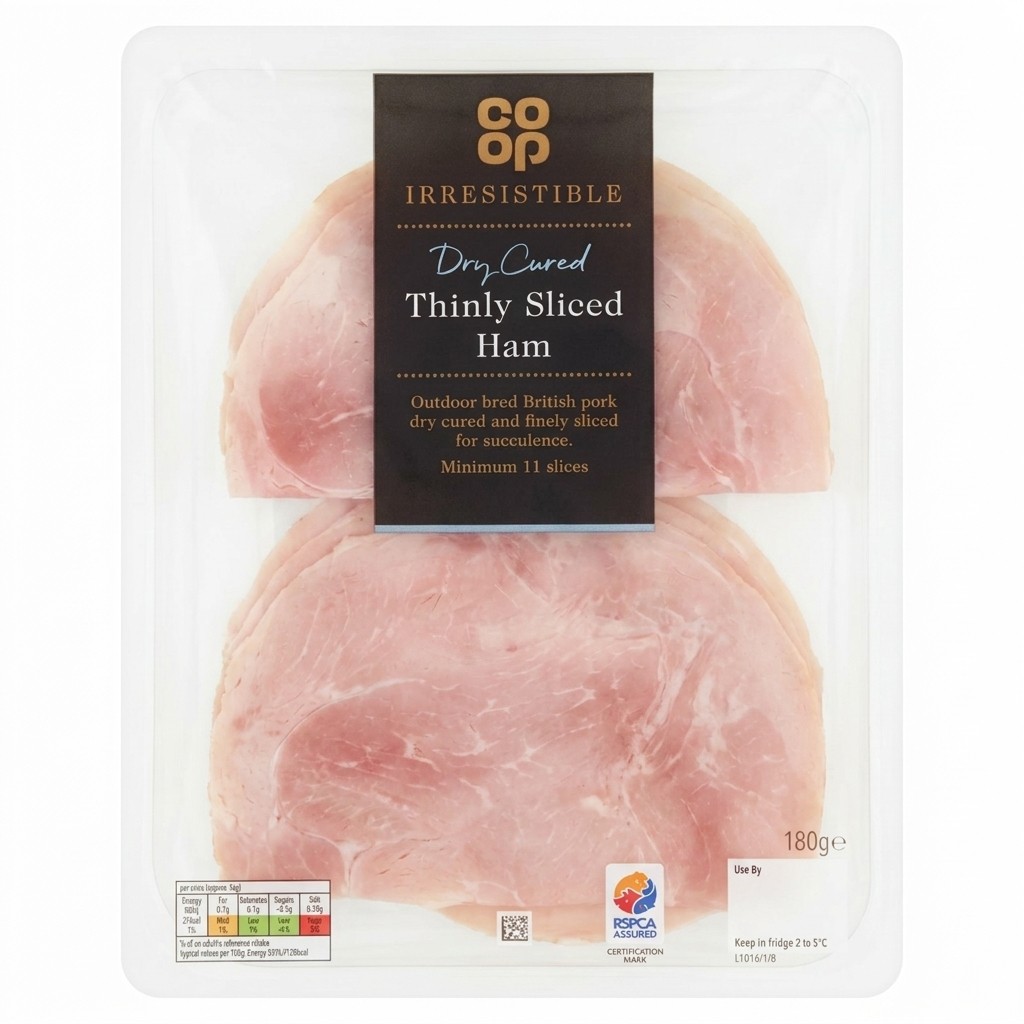 Co-op Irresistible Dry Cured Thinly Sliced Ham 180g