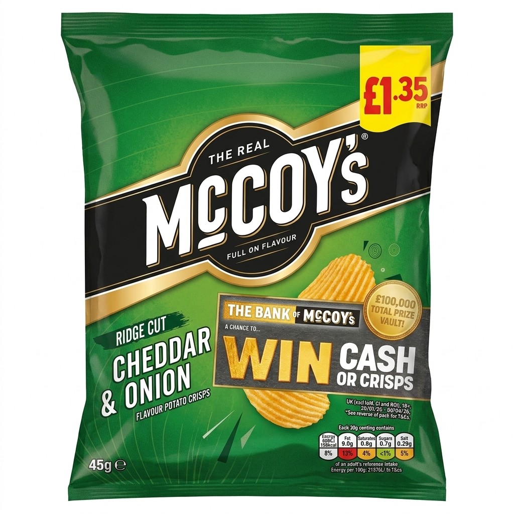 McCoy's Ridge Cut Cheddar & Onion Crisps 65g