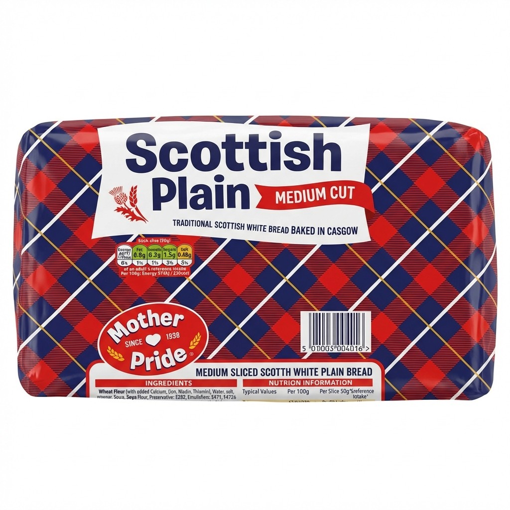 Mothers Pride Medium Sliced Scottish White Plain Bread 800g