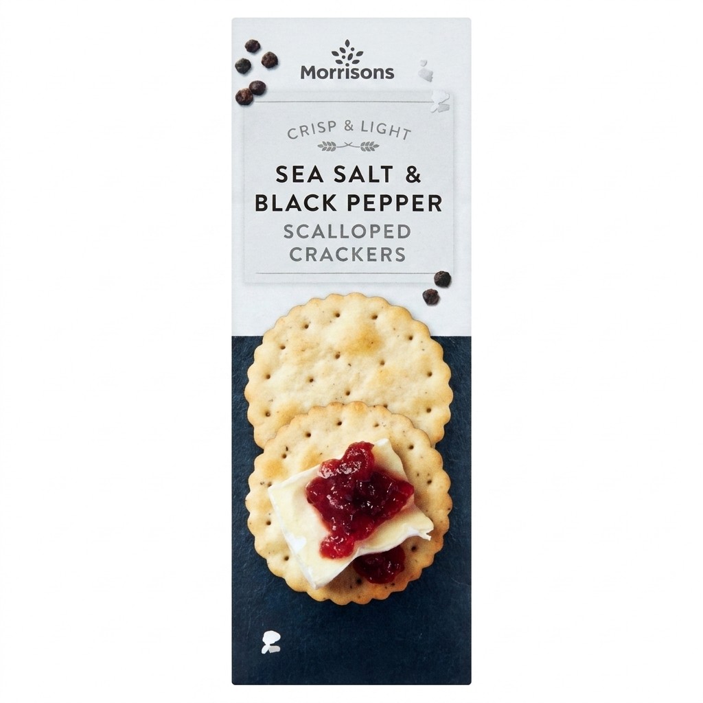 Morrisons Sea Salt & Black Pepper Scalloped Crackers 185g