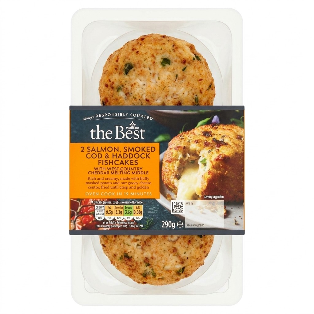 Morrisons The Best 2 Salmon, Smoked Cod & Haddock Fishcakes 290g