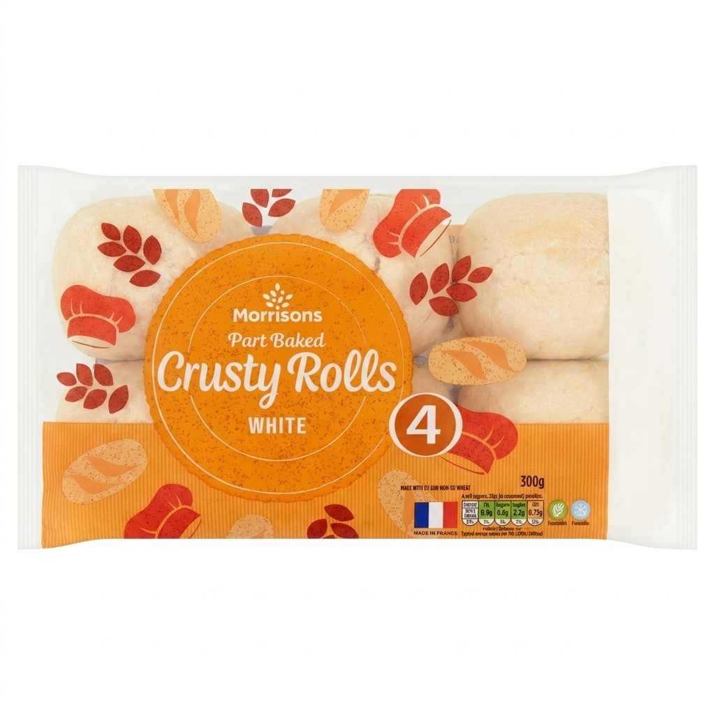 Morrisons Part Baked Crusty Rolls White 300g