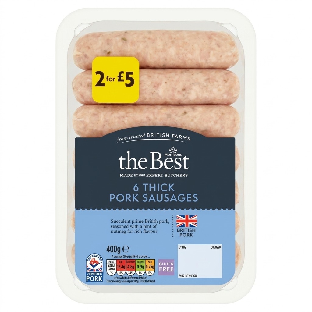 Morrisons The Best 6 Thick Pork Sausages 400g