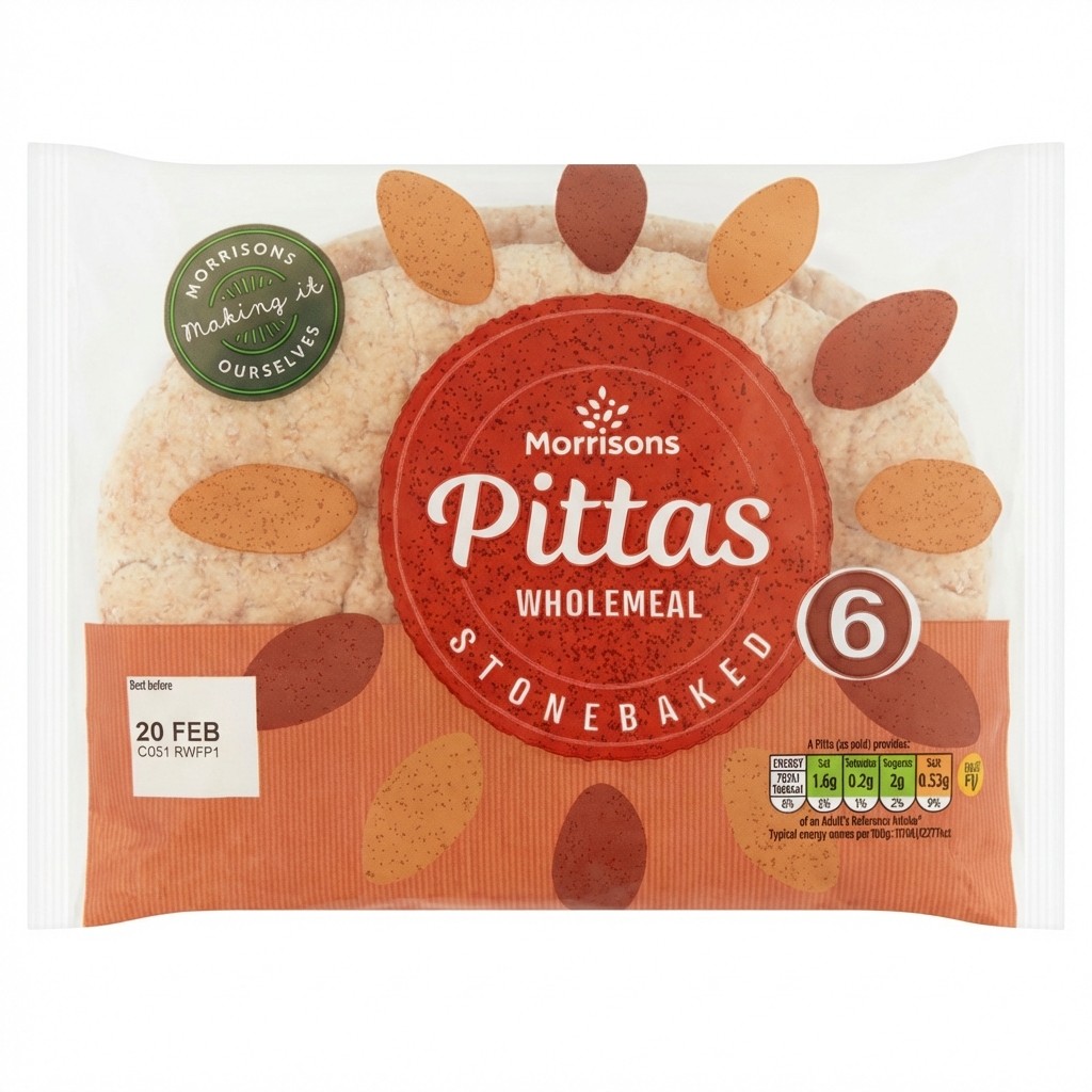 Morrisons Pittas Wholemeal 6pcs