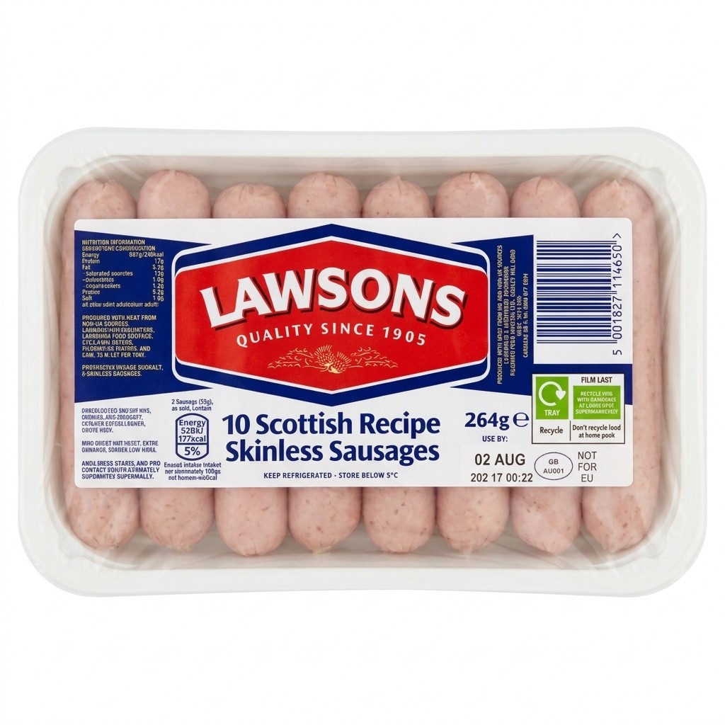 Lawsons 10 Scottish Recipe Skinless Sausages 264g