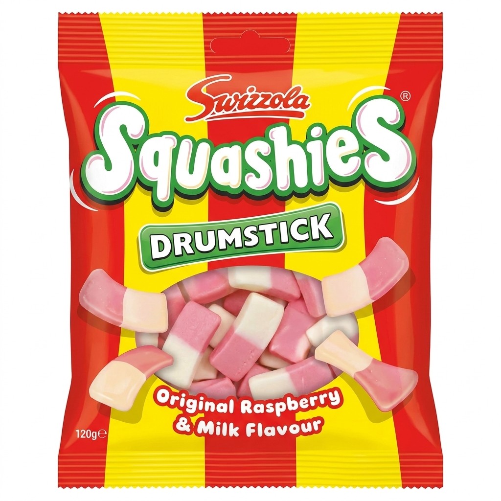 Swizzels Squashies Drumstick Original Raspberry & Milk Flavour 120g