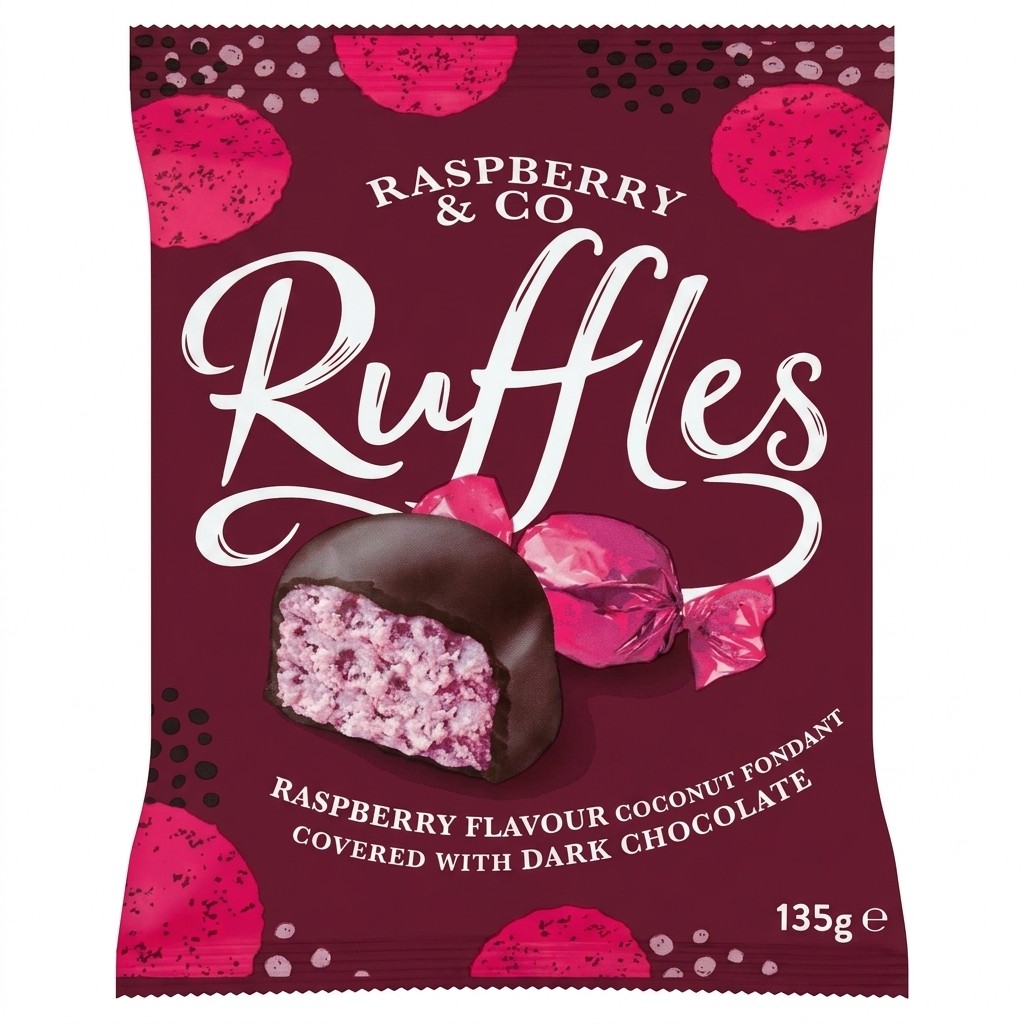 Ruffles Raspberry Flavour Coconut Fondant 135g