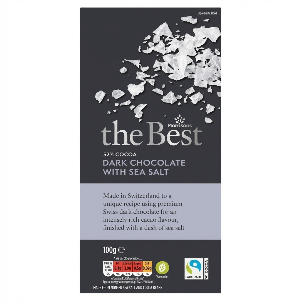 Morrisons The Best 52% Cocoa Dark Chocolate with Sea Salt 100g
