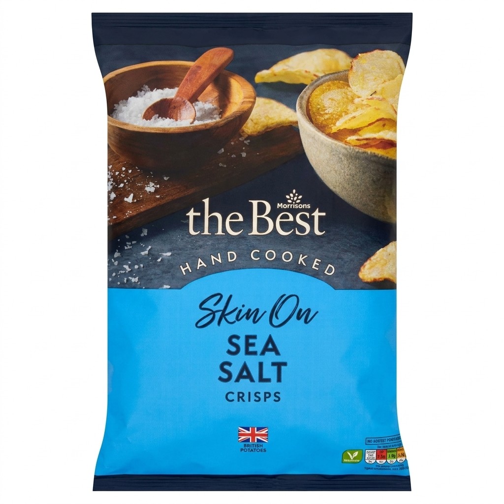 Morrisons The Best Hand Cooked Skin On Sea Salt Crisps 125g