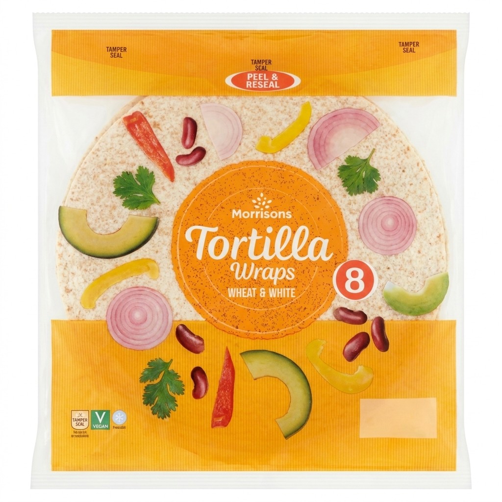 Morrisons Wheat & White Tortilla Wraps 488g
