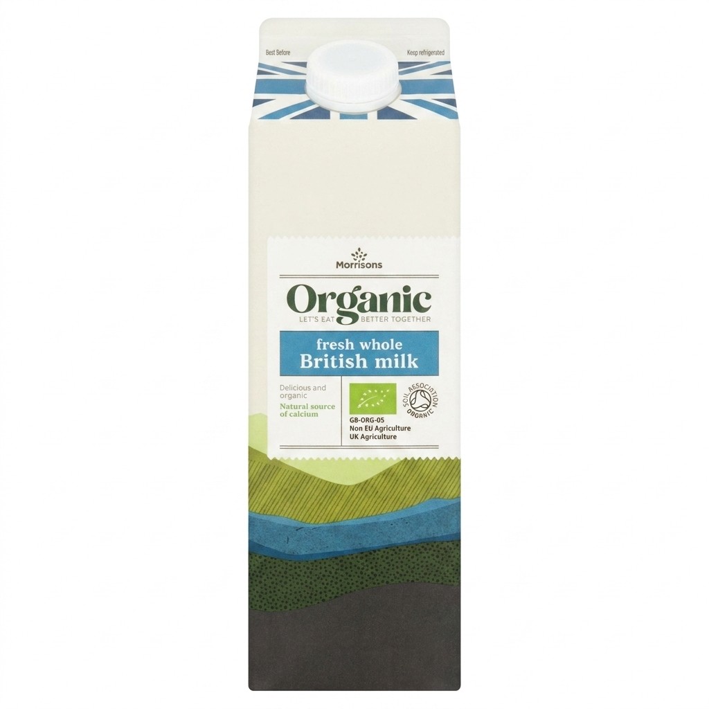 Morrisons Organic Fresh Whole British Milk 1l