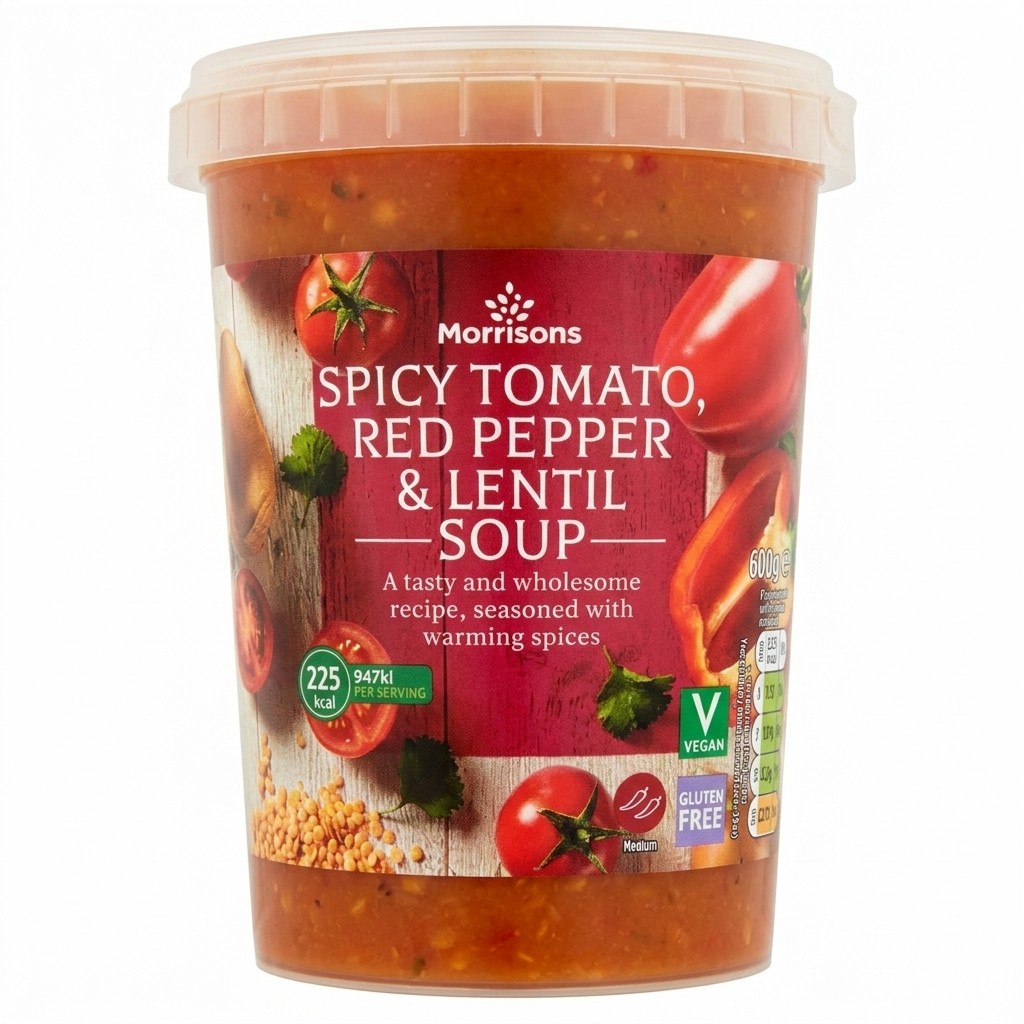 Morrisons Spicy Tomato, Red Pepper & Lentil Soup 600g