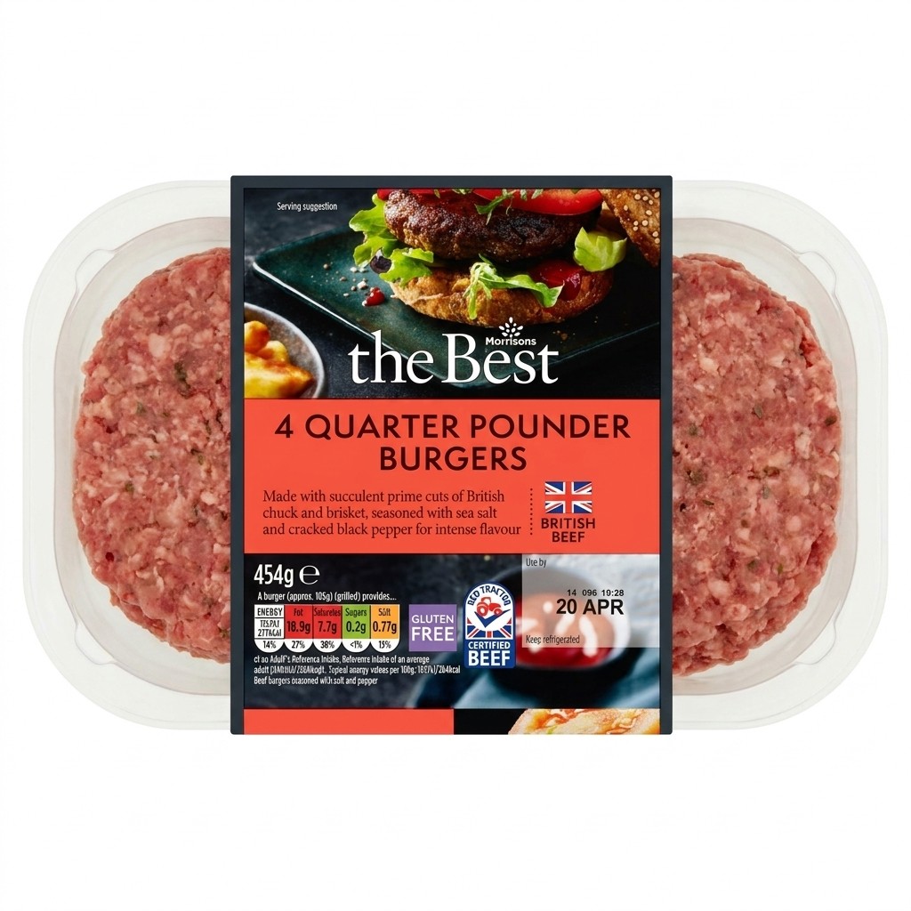 Morrisons The Best 4 Quarter Pounder Burgers 454g