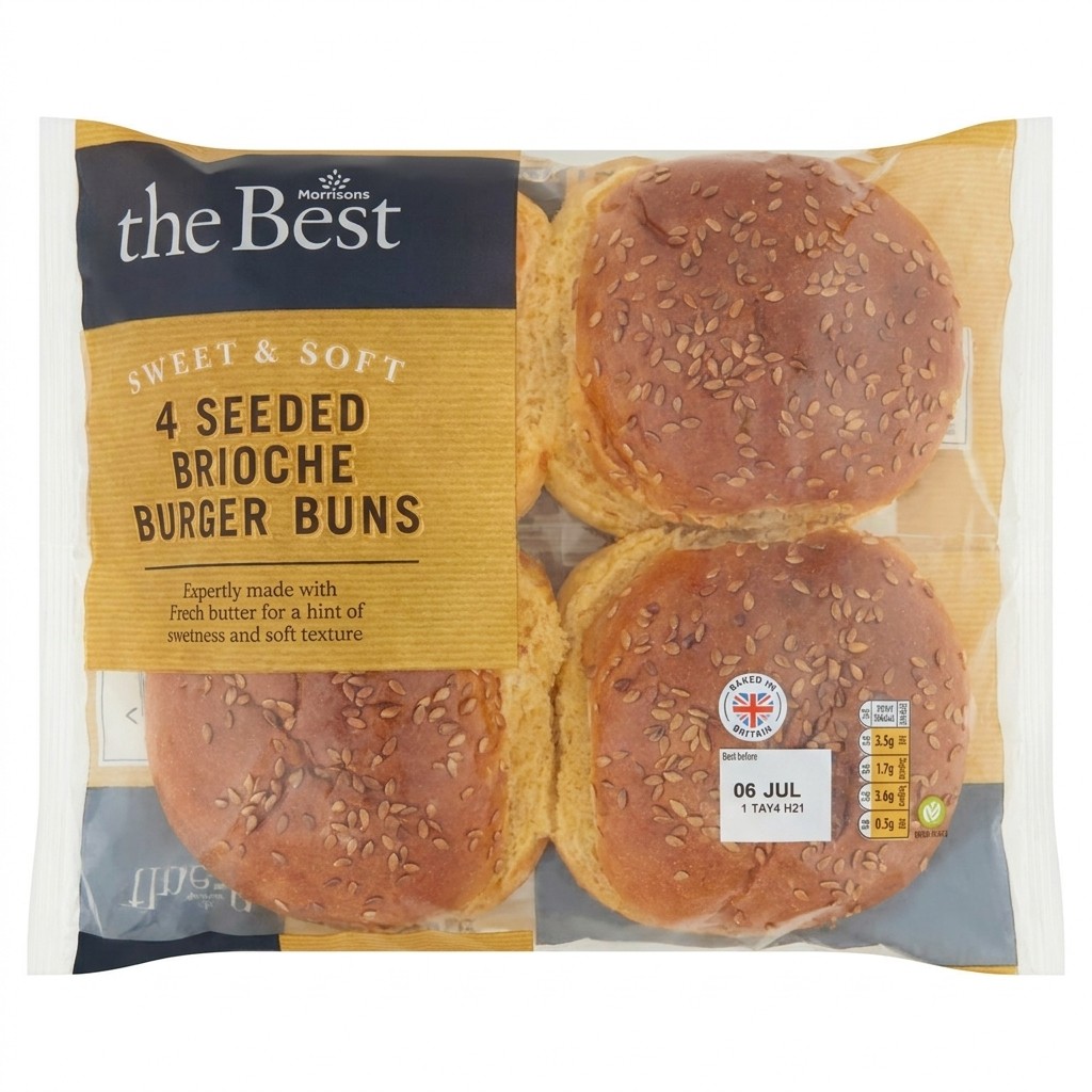Morrisons The Best 4 Seeded Brioche Burger Buns