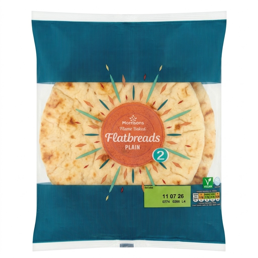 Morrisons Flame Baked Plain Flatbreads 2pcs