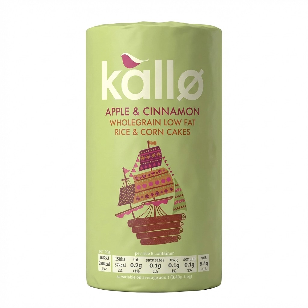 Kallo Apple & Cinnamon Rice & Corn Cakes 127g