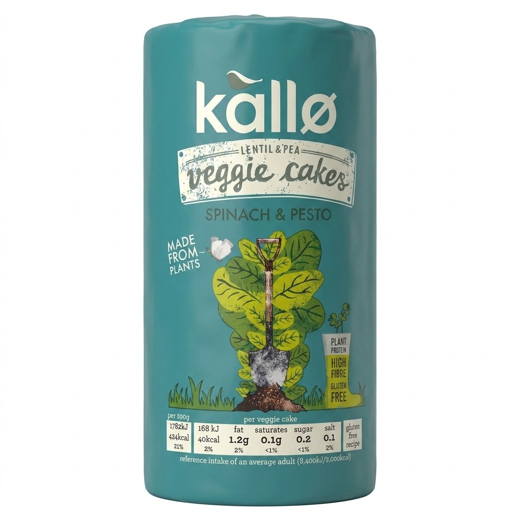 Kallo Lentil & Pea Veggie Cakes Spinach & Pesto 122g