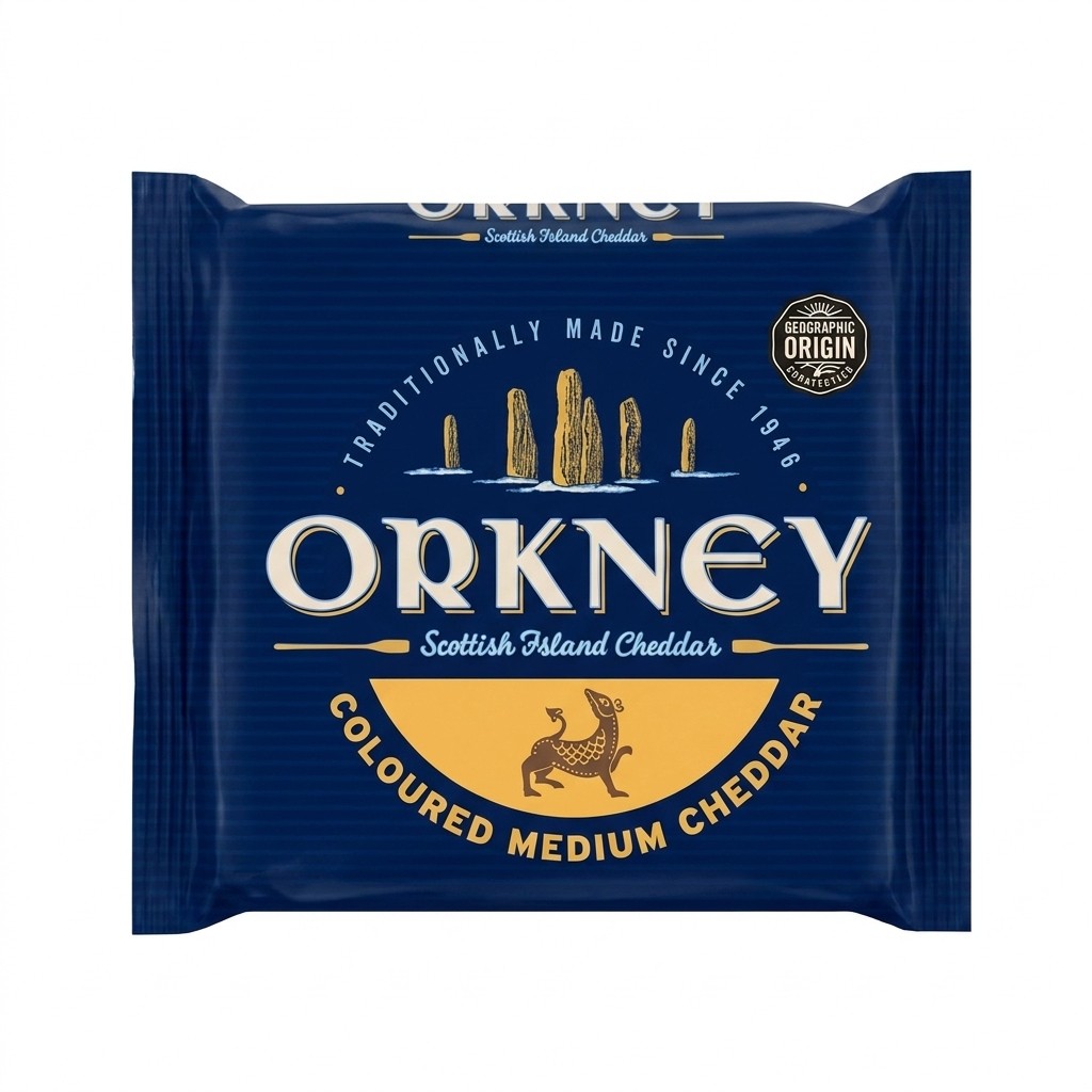 Orkney Coloured Medium Cheddar 200g