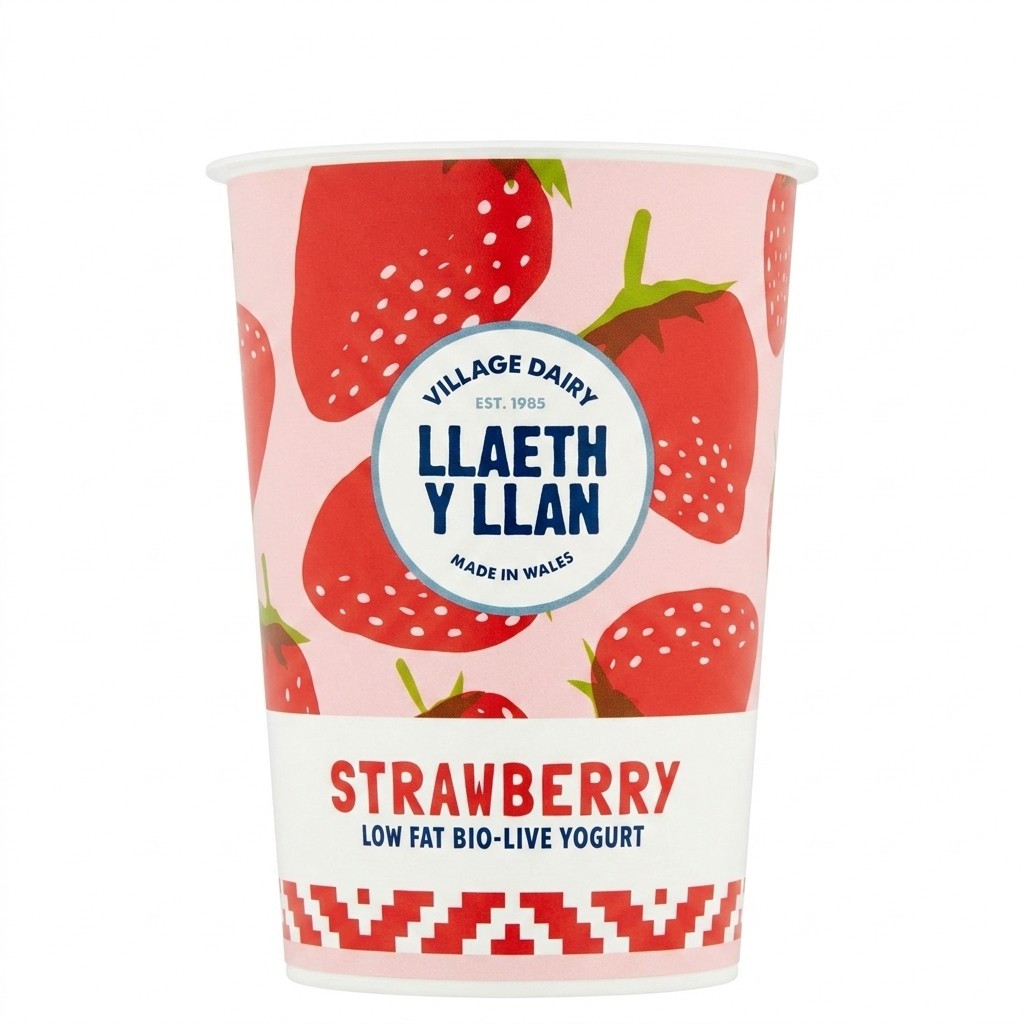 Llaeth y Llan Strawberry Low Fat Bio-Live Yogurt 450g