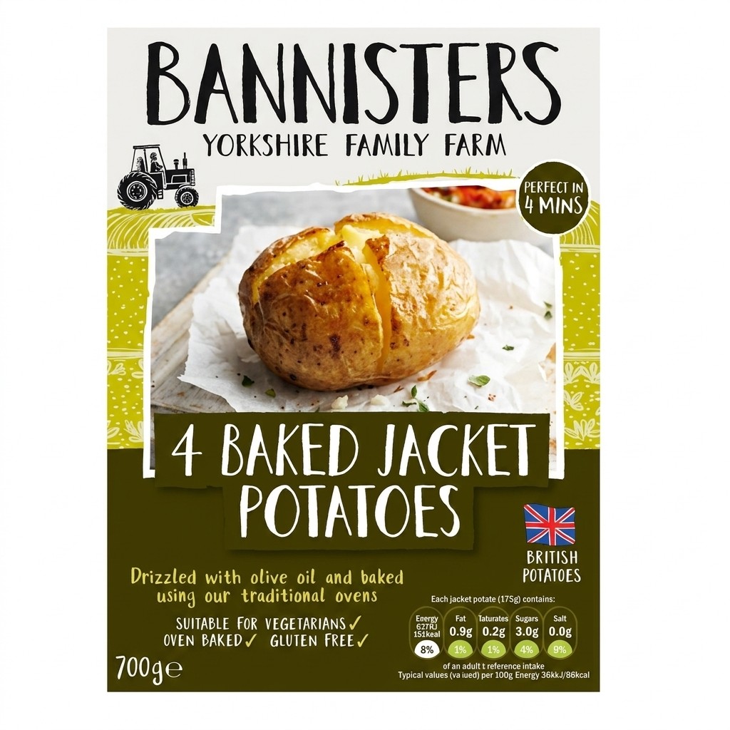 Bannisters 4 Baked Jacket Potatoes 700g