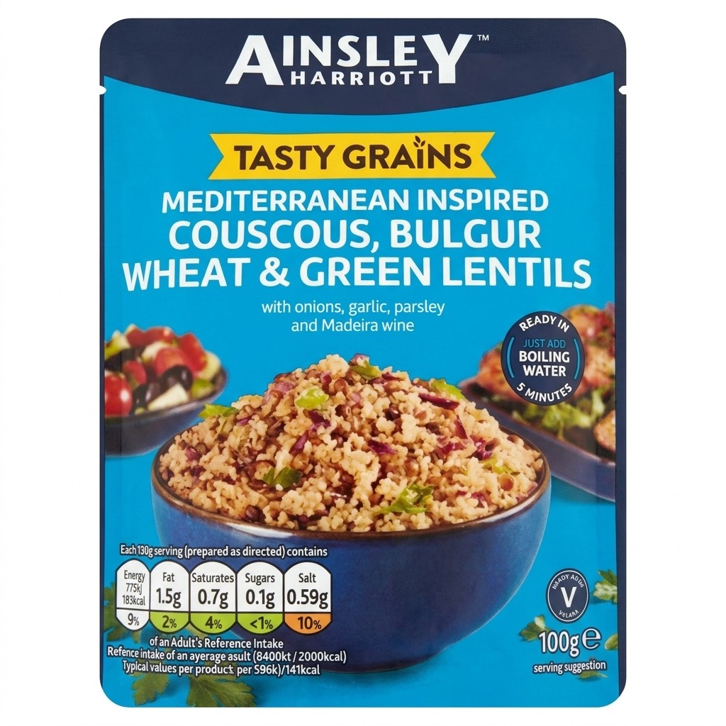 Ainsley Harriott Tasty Grains Mediterranean Inspired Couscous, Bulgur Wheat & Green Lentils 100g