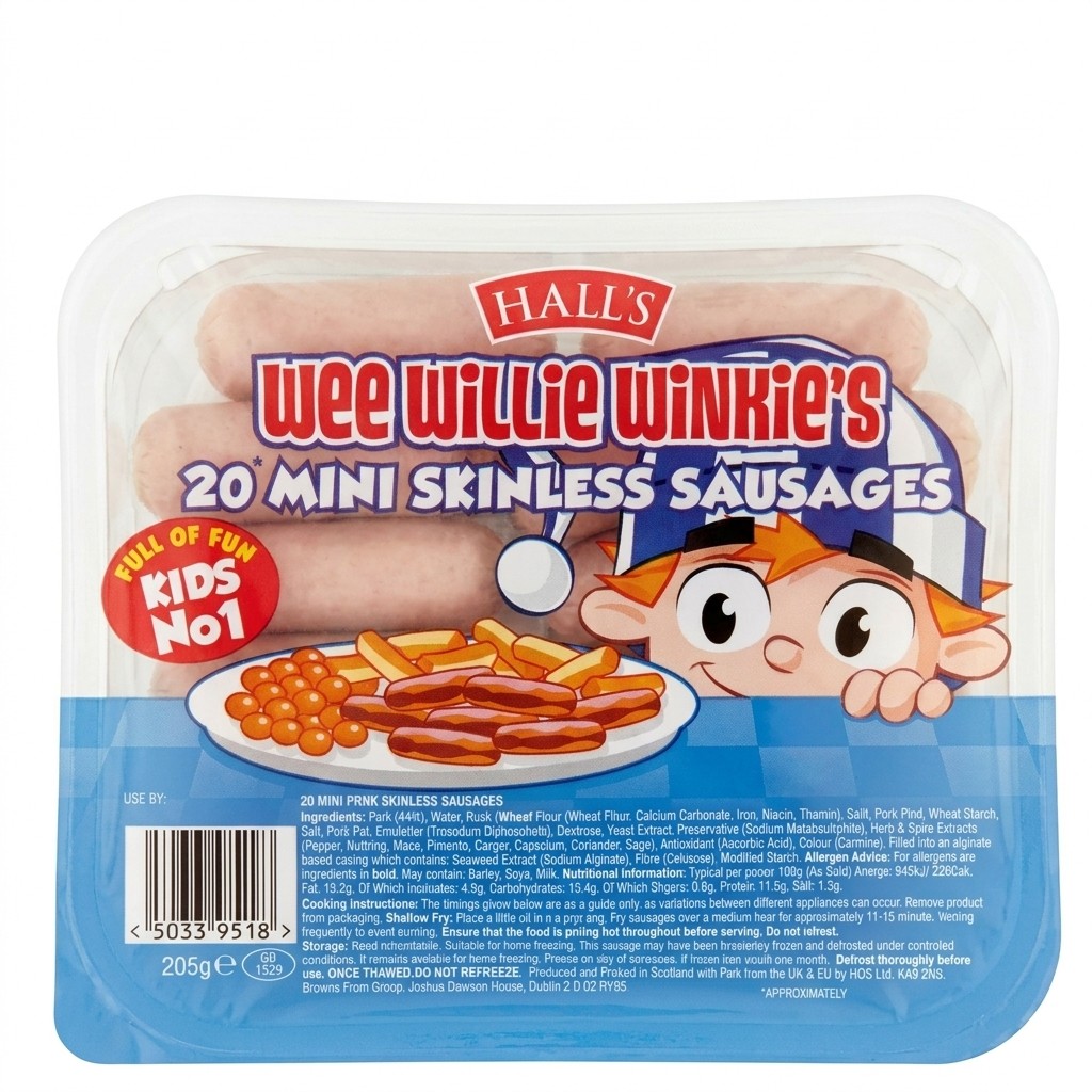 Hall's Wee Willie Winkie's 20 Mini Skinless Sausages 205g