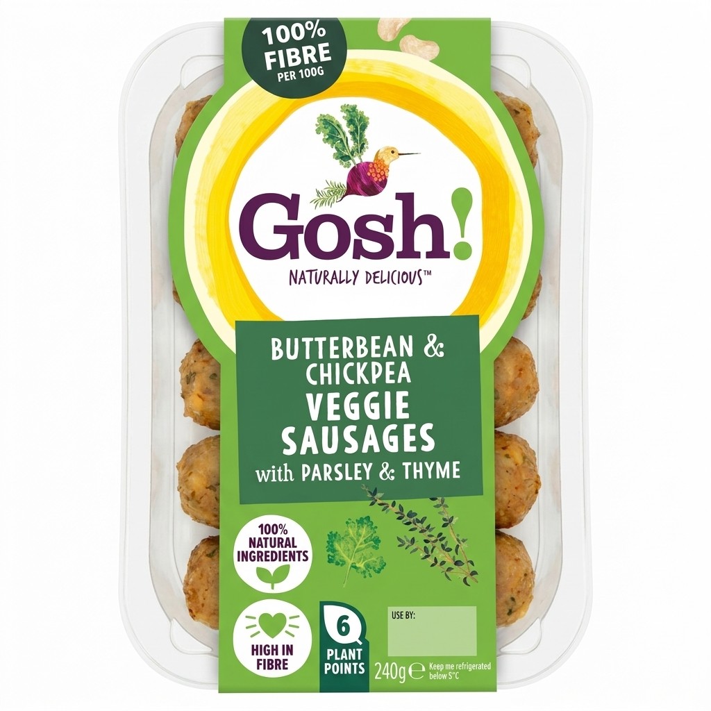 Gosh! Butterbean & Chickpea Veggie Sausages 240g