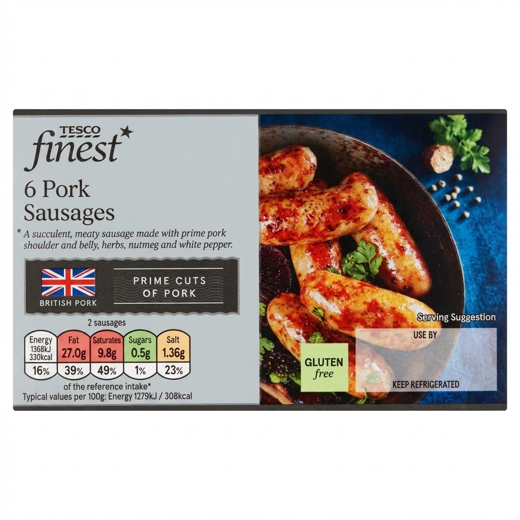 Tesco Finest 6 Pork Sausages 400g