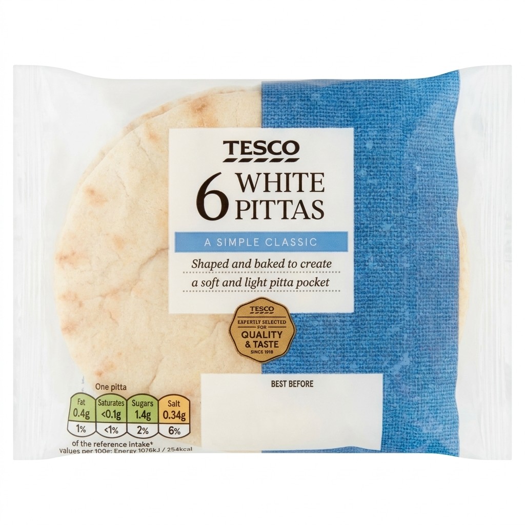 Tesco White Pittas 6pcs