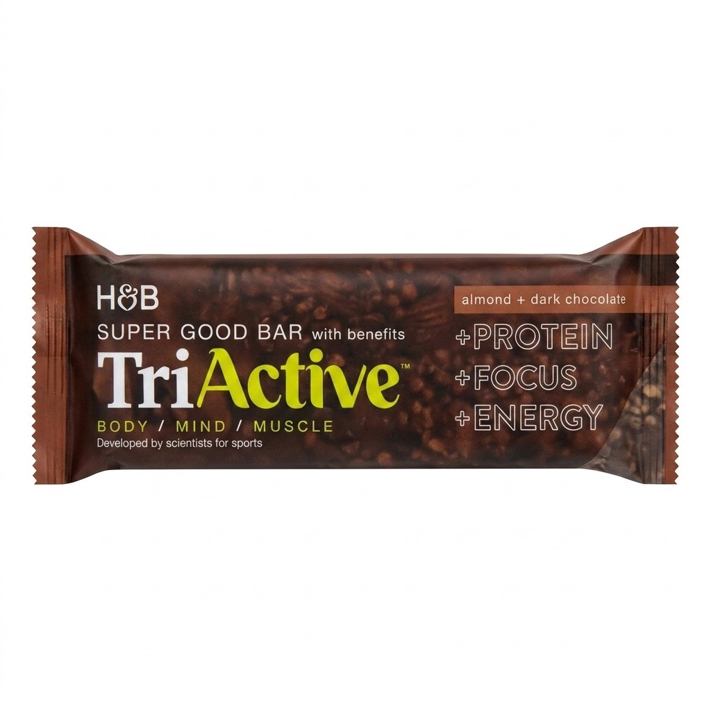 H&B TriActive Almond Dark Chocolate Bar 50g