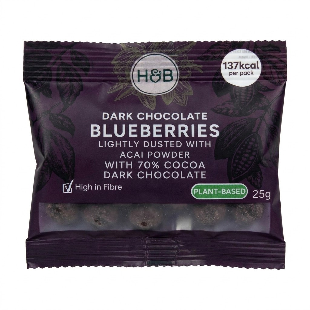 H&B Dark Chocolate Blueberries 25g
