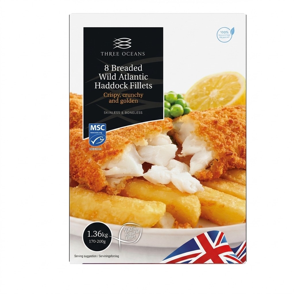 Three Oceans Breaded Wild Atlantic Haddock Fillets 1.36kg
