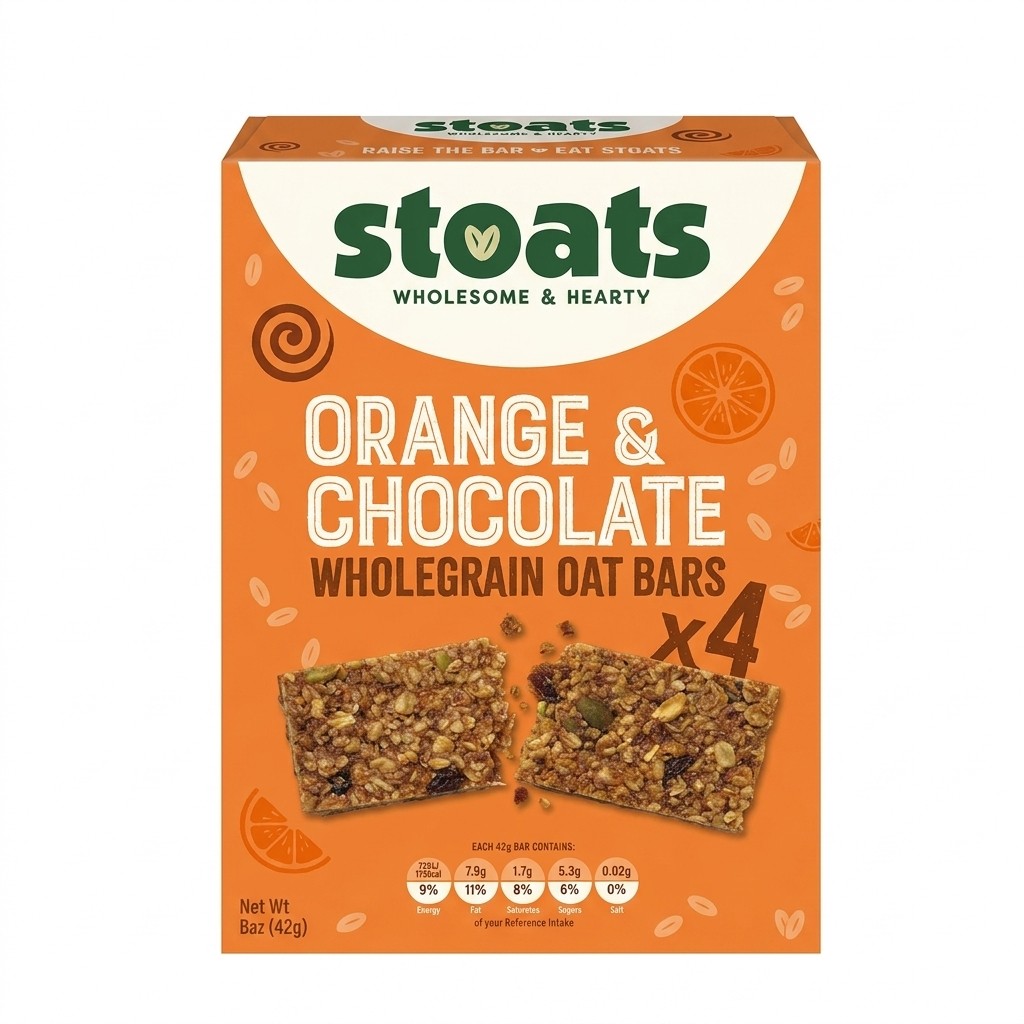 Stoats Orange & Chocolate Wholegrain Oat Bars 168g