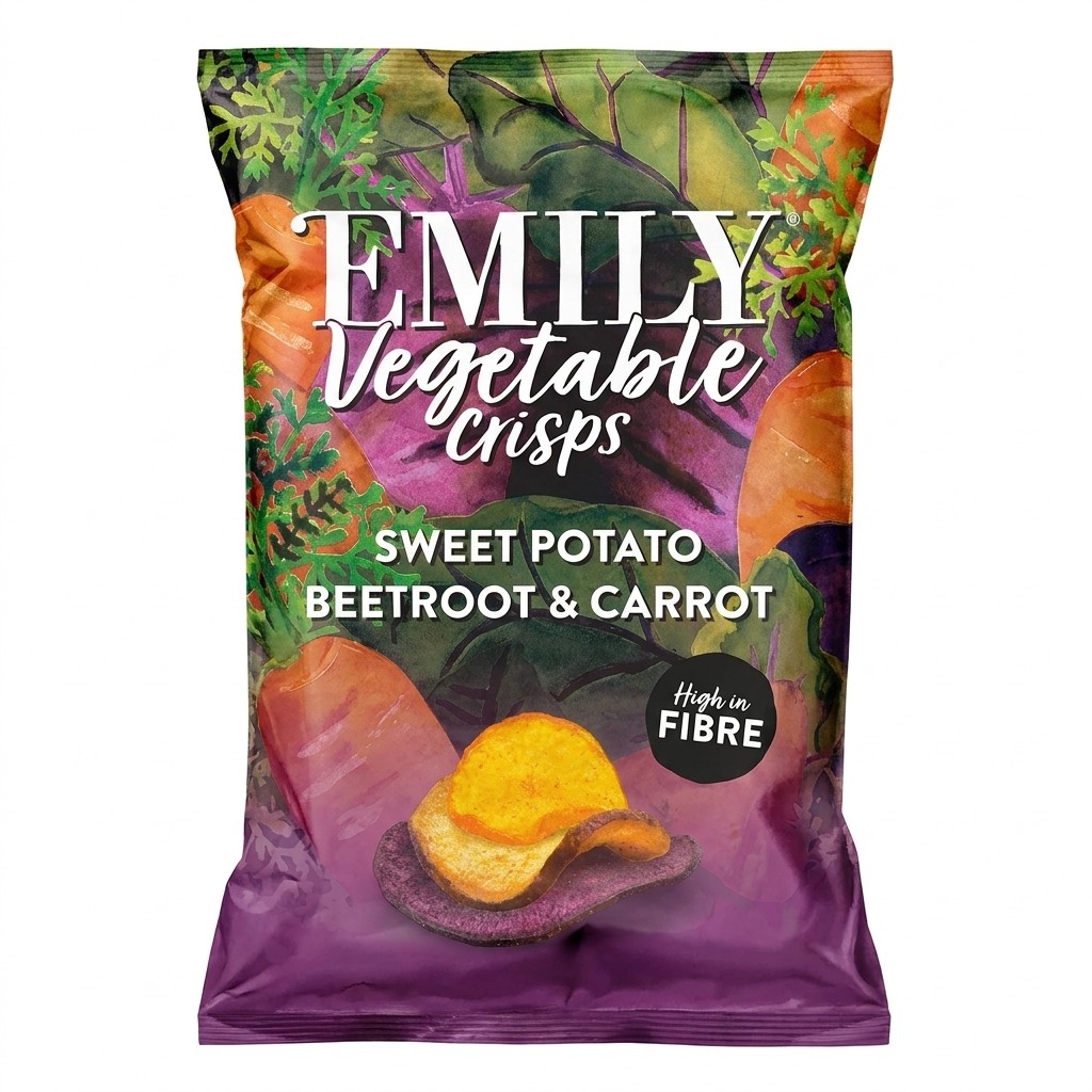 Emily Vegetable Crisps Sweet Potato Beetroot & Carrot 30g